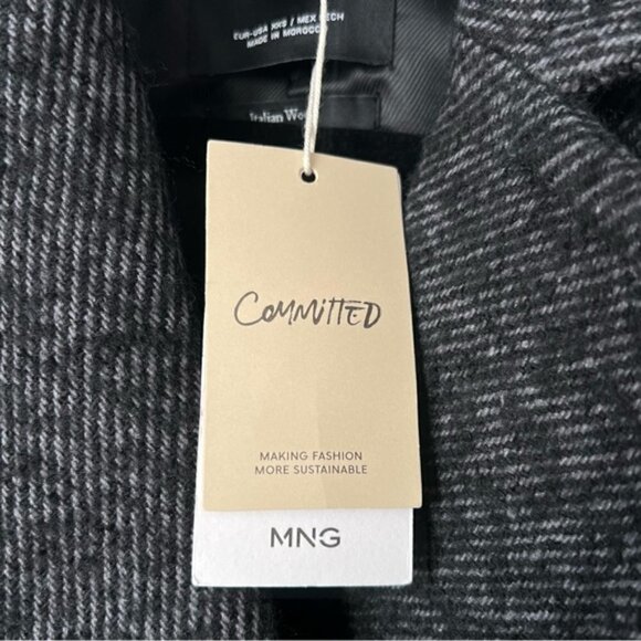 🩷 Mango- Women’s Wrap Coat with Lapels - Charcoal/Black. Size: XXS. NWT - Picture 9 of 16